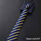 Mens Business Formal Zipper Tie With Blue Stripes