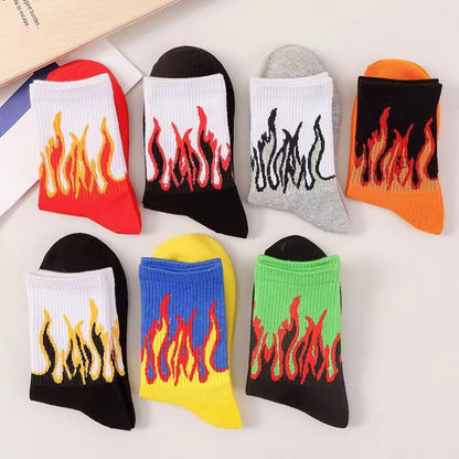 Best-selling Street-style Influencer Fashion Brand Flame-patterned Mid-calf Socks