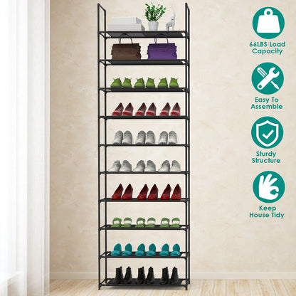 10-Tier Shoe Rack Organizer for Hallways and Closets