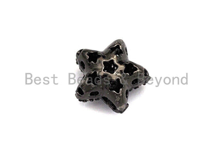 CZ Micro Pave Five Point Puffy Star Spacer Beads, sku#C105