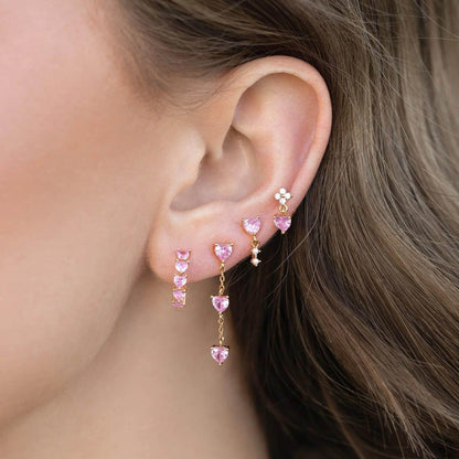 Multi Sets of Blue Flower Pierced Earrings, 4-6pcs, 18k Gold Plated Stud Drop Hoop Huggie Cuff Chain, S925 Needle