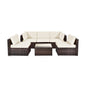 6 Pieces Patio Rattan Furniture Set with Cushions