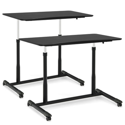 Height Adjustable Computer Desk Sit to Stand Rolling