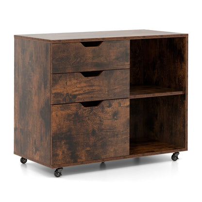3-Drawer File Cabinet with Adjustable Shelf and Wheels for Letter
