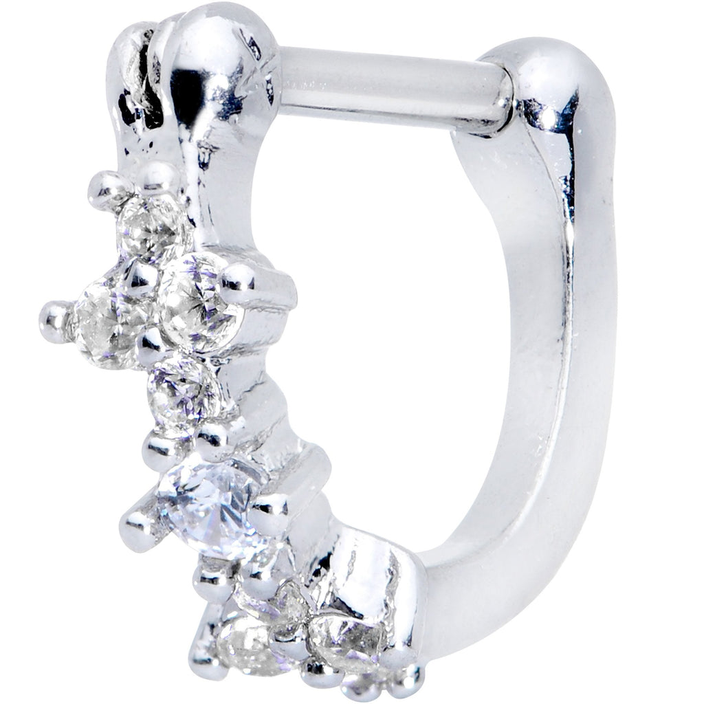 16G 5/16 Clear Gem Sparkle Hinged Cartilage Clicker