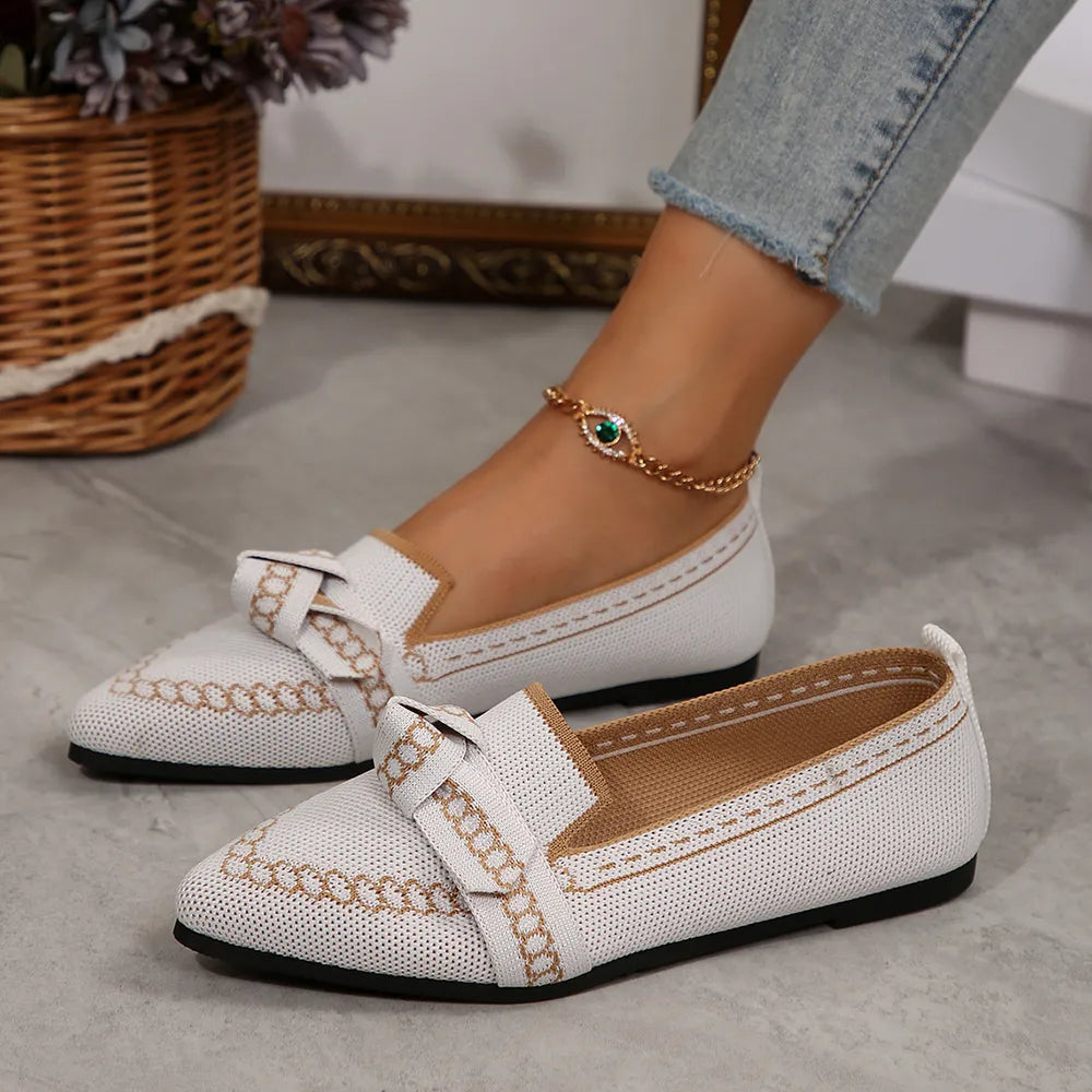 Flat sole single shoe women's set feet bow shallow mouth lazy work shoes