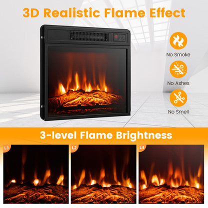 18 Inch 1400W Electric TV Stand Fireplace with Shelf