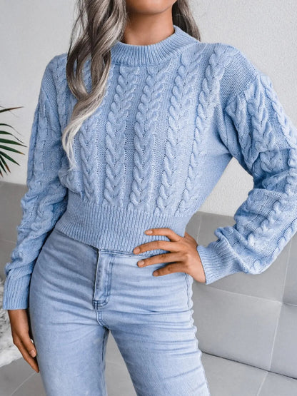 Fried Dough Twists waist closing knitting navel revealing sweater