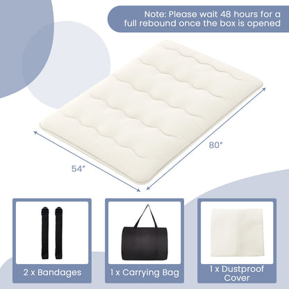 Queen/King/Twin/Full Futon Mattress Floor Sleeping Pad with Washable Cover Beige