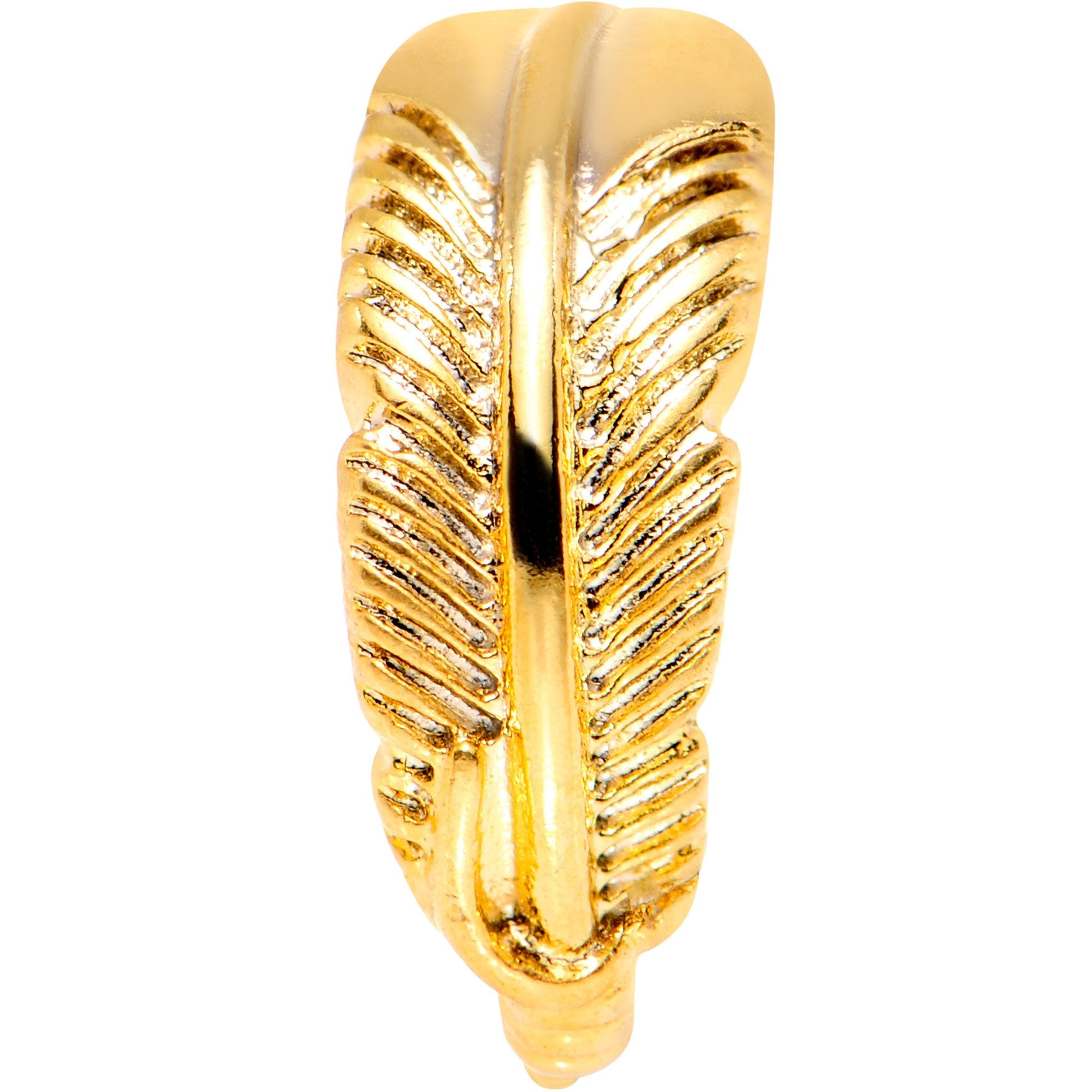 20G 5/16 Gold Tone Feather Seamless Circular Ring