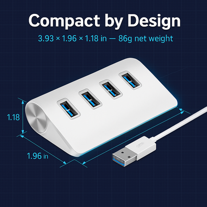 USB 3.0 Hub Aluminum Expansion Dock with Four Ports