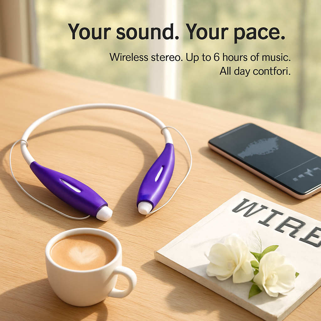 KOCASO Wireless Sports Stereo Hands Free Headset for Phone and Tablet