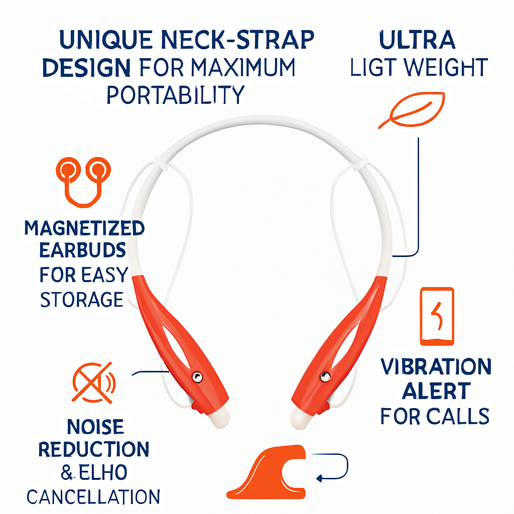 KOCASO Wireless Sports Stereo Hands Free Headset for Phone and Tablet
