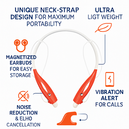 KOCASO Wireless Sports Stereo Hands Free Headset for Phone and Tablet