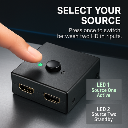 Bi-directional HDMI Switcher - 2-in/1-out or 1-in/2-out