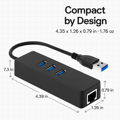 3-Port USB 3.0 Hub for Portable Connectivity