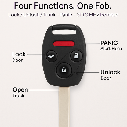 Remote Key Fob Shell with Buttons for Honda Accord
