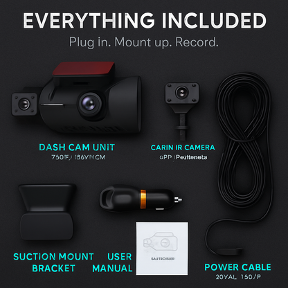Dual Lens Car Dash Cam with Front and Interior Cameras