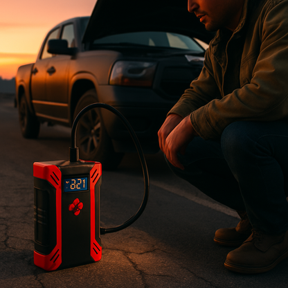 Car Jump Starter with Air Compressor - 12V Vehicle Booster