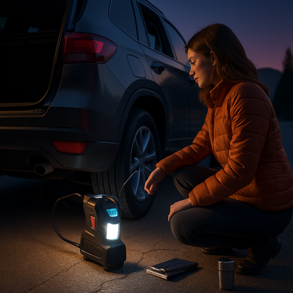 Portable Tire Inflator with Digital Display & LED Light