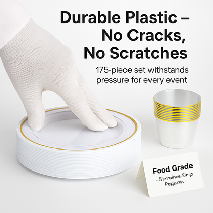 Gold Rim Disposable Dinnerware Set for Parties