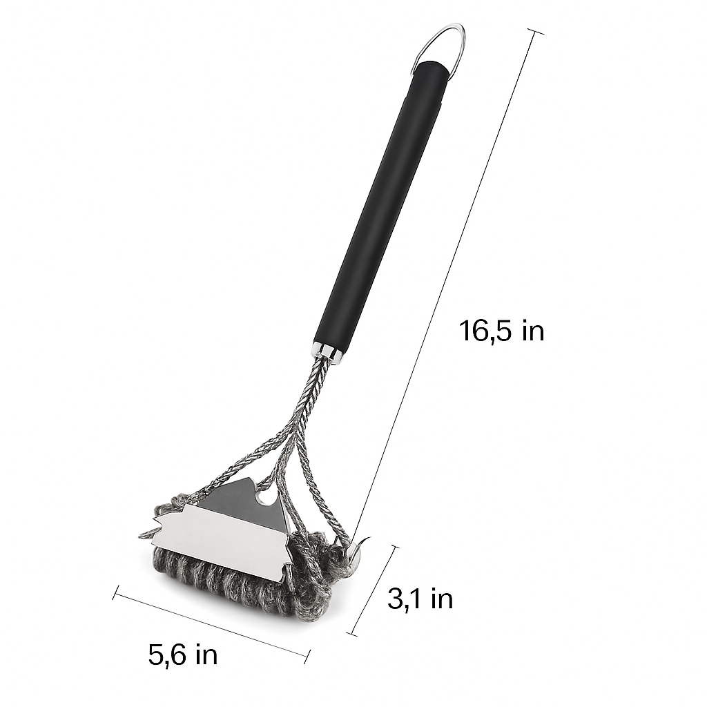 Grill Cleaning Brush with Scraper for Stainless Grates