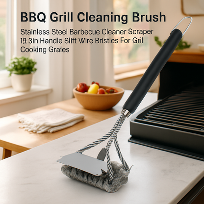 Grill Cleaning Brush with Scraper for Stainless Grates