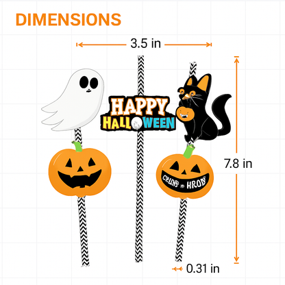 Halloween Striped Paper Straws for Party Decor