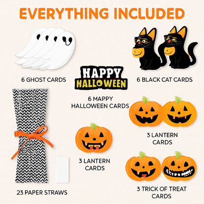 Halloween Striped Paper Straws for Party Decor