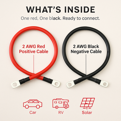 2 AWG Copper Battery Cables for Automotive & RV