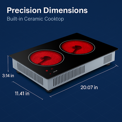 Induction Cooktop with 2 Burners and Timer