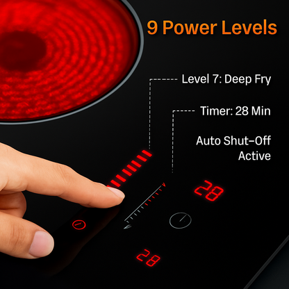 Induction Cooktop with 2 Burners and Timer