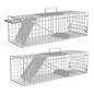 2Pcs 24X7.48X8.27IN Folding Humane Live Animal Trap Cages Easy To Catch And Release Foldable Cat Trap Galvanized Steel For Small Cats Squirrels Rabbit