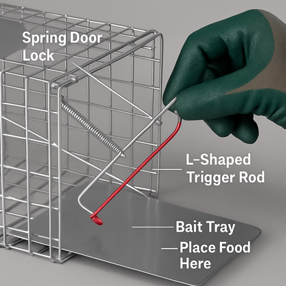 2Pcs 24X7.48X8.27IN Folding Humane Live Animal Trap Cages Easy To Catch And Release Foldable Cat Trap Galvanized Steel For Small Cats Squirrels Rabbit