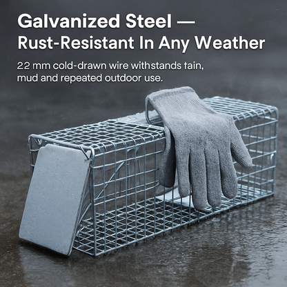 2Pcs 24X7.48X8.27IN Folding Humane Live Animal Trap Cages Easy To Catch And Release Foldable Cat Trap Galvanized Steel For Small Cats Squirrels Rabbit