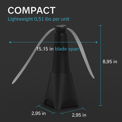 Portable Reflective Fly Repellent Fan with Soft-Stop Blades