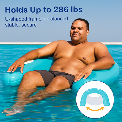 Inflatable Pool Chair 2-Pack Lounger with Cup Holders
