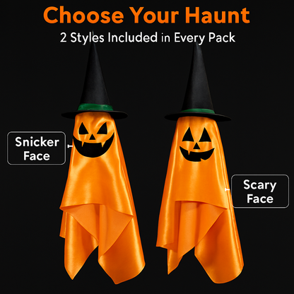 Hanging Ghosts with Wizard Hat - 2 Pack Halloween Decor