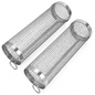 2Pcs 3.42x11.61Inch Portable BBQ Rolling Basket Round Stainless Steel Grill Mesh Barbecue Net Tube with Removable Cover Outdoor Camping