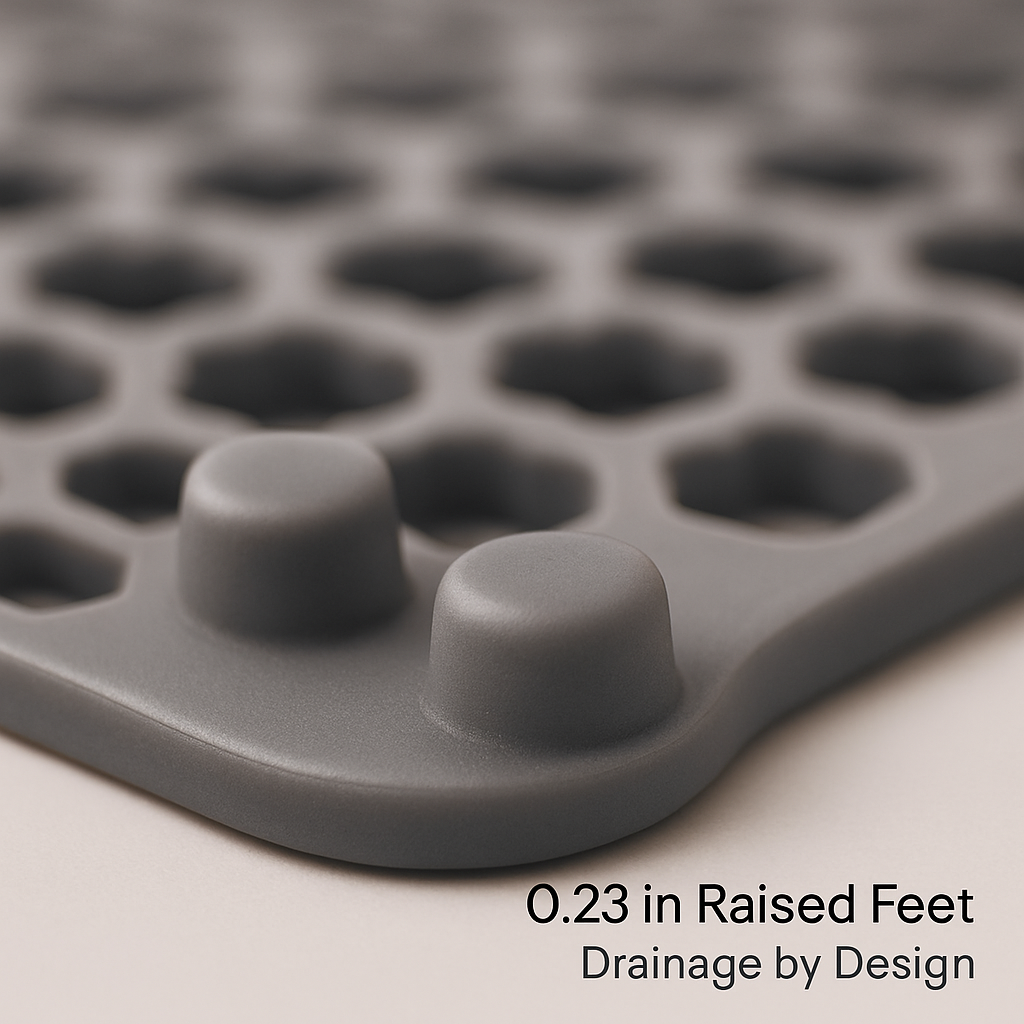 Silicone Grid Sink Mat with Central Drain Hole