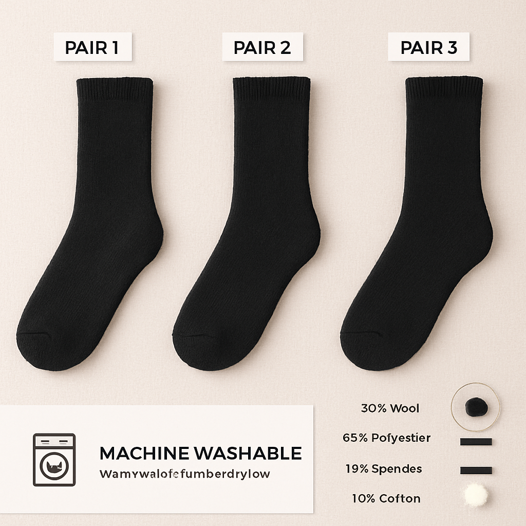 Men's Warm Wool Socks – Soft, Thermal Comfort (3 Pairs)
