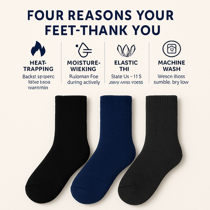 Men's Warm Wool Socks – Soft, Thermal Comfort (3 Pairs)