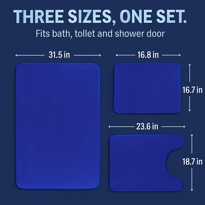 Bathroom Rug Set: Plush Velvet, Non-Slip, 3-Piece