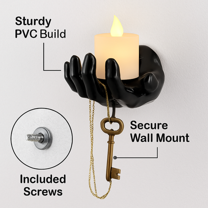 Creepy Reaching Hands With Lighted Candles - Wall Mount