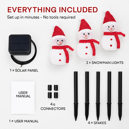 Solar Snowman Stake Light - 3 Pack, Warm White Outdoor Decor