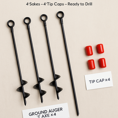Ground Auger Stakes for Soil Digging - 4 Pack