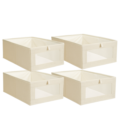 Foldable Linen Clothing Storage Bin with Clear Window