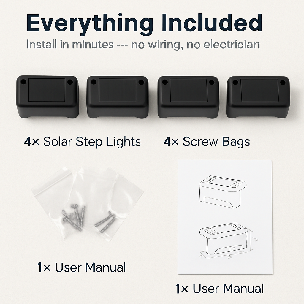 Solar Powered LED Step Lights for Outdoor Stairs