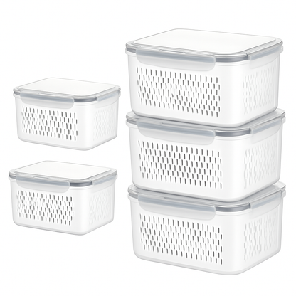 Fruit & Vegetable Storage Containers with Drain Basket