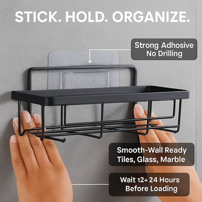 5 Pack Shower Caddy Shelves with 18 Inbuilt Hooks Rustproof Wall-Mounted Storage Shelves for Bathroom Dorm Kitchen Adhesive Bathroom Organizer for Sha